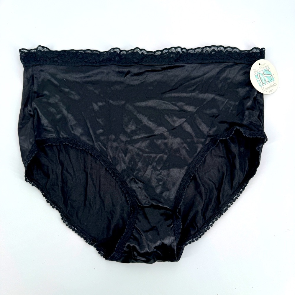 Vintage NEW Ilise Stevens high waist black silky high waist panties
